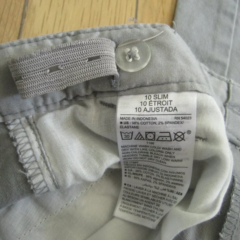 Old Navy Straight Boys Pants Size 10 Slim Grey Chino Uniform Cotton Blend